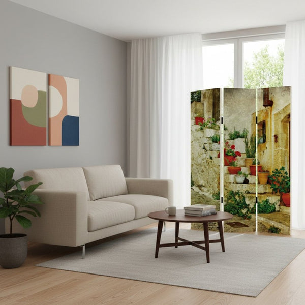 HomeRoots 48 Multi-Color Spanish Tidings Folding Screen - Stylish Room Divider with Double-Sided Artistry 274712