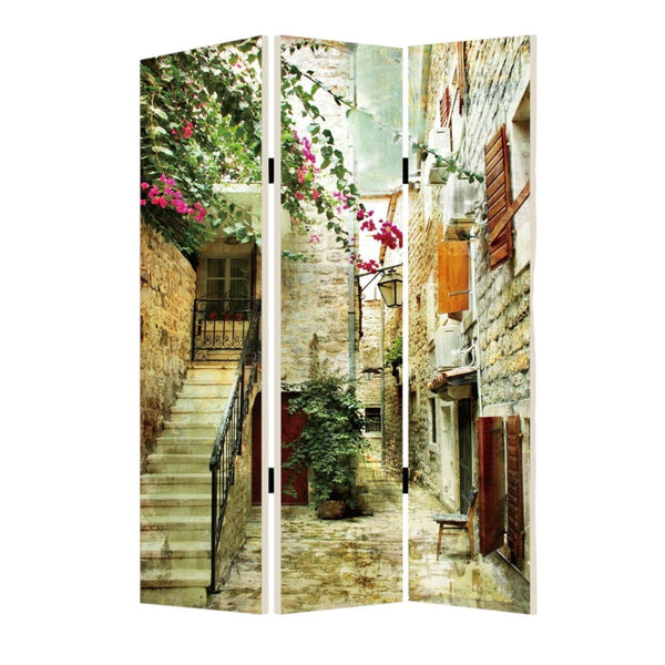 HomeRoots 48 Multi-Color Spanish Tidings Folding Screen - Stylish Room Divider with Double-Sided Artistry 274712