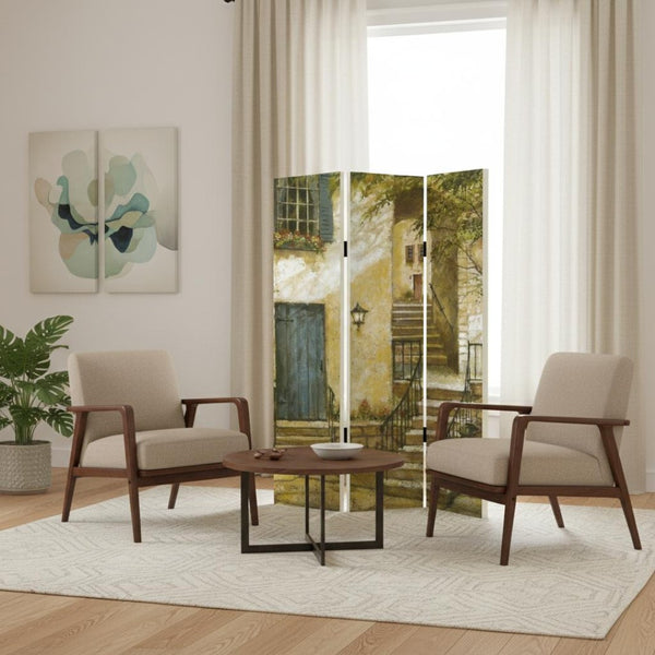 HomeRoots 48 Multi Color European Promenade Folding Screen – Elegant Room Divider & Decorative Accent Piece 274713