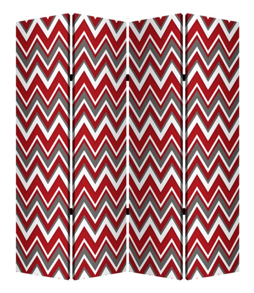 Homeroots 84" X 84" Red And Gray Wood Canvas Screen  Cotton Canvas 274716