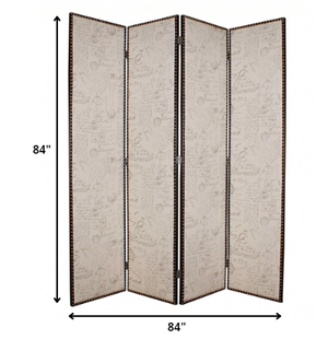 Homeroots 84 X 84 Tan Wood & Fabric  Screen Tan Wood 274720