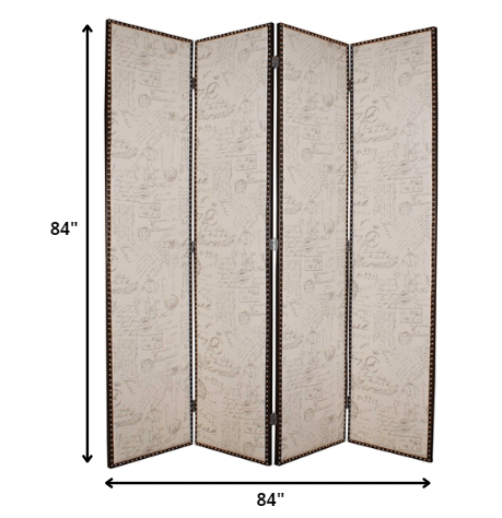 Homeroots 84 X 84 Tan Wood & Fabric  Screen Tan Wood 274720