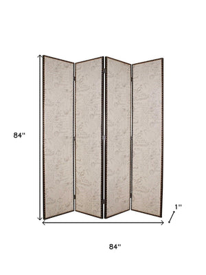 HomeRoots 84 Elegant Wood & Fabric Folding Screen – Stylish Room Divider with Rustic Charm for Any Space Tan 274720