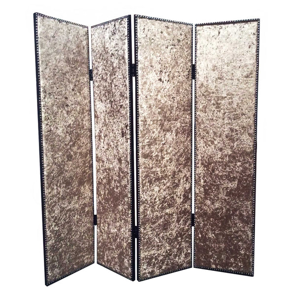 Homeroots 84 X 84 Bronze Wood & Fabric  Screen Bronze Wood 274721