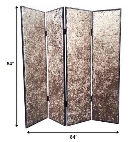 Homeroots 84 X 84 Bronze Wood & Fabric  Screen Bronze Wood 274721