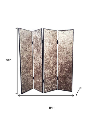 HomeRoots 84 Elegant Wood & Fabric Folding Screen – Stylish Room Divider with Rustic Charm for Any Space Bronze 274721
