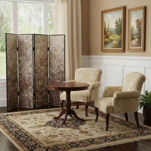 HomeRoots 84 Elegant Wood & Fabric Folding Screen – Stylish Room Divider with Rustic Charm for Any Space Bronze 274721