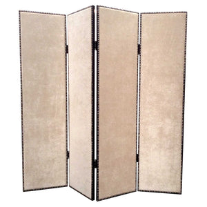 Homeroots 84 X 84 Beige Wood & Fabric Chateau  Screen Beige Wood 274722