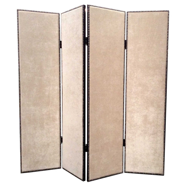 Homeroots 84 X 84 Beige Wood & Fabric Chateau  Screen Beige Wood 274722