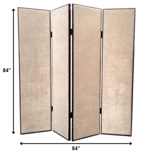 Homeroots 84 X 84 Beige Wood & Fabric Chateau  Screen Beige Wood 274722