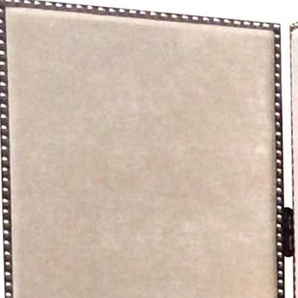 HomeRoots 84 Elegant Wood & Fabric Folding Screen – Stylish Room Divider with Rustic Charm for Any Space Beige 274722