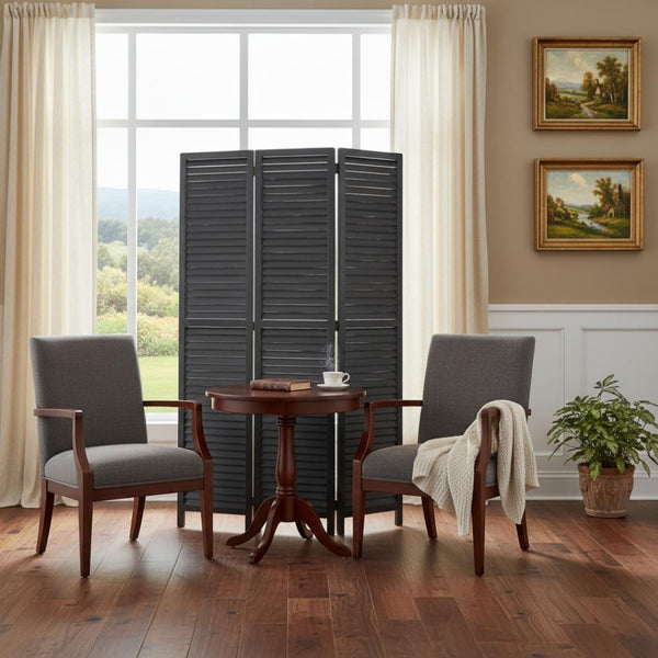 HomeRoots 47 Stylish Black Wood and Bamboo Screen - Elegant 3-Panel Divider for Privacy, Versatility & Decor 274725