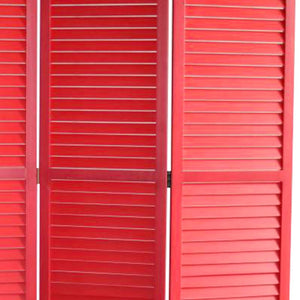 HomeRoots 47 Red Wood Three-Panel Screen - Elegant Room Divider & Privacy Solution for Home & Outdoor Use 274726