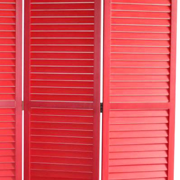 HomeRoots 47 Red Wood Three-Panel Screen - Elegant Room Divider & Privacy Solution for Home & Outdoor Use 274726