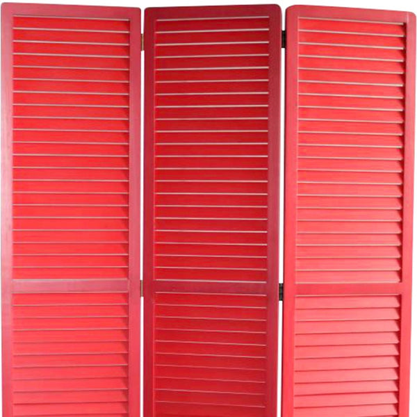HomeRoots 47 Red Wood Three-Panel Screen - Elegant Room Divider & Privacy Solution for Home & Outdoor Use 274726