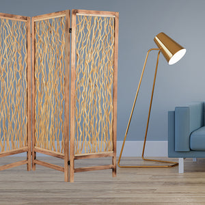 Homeroots 60 X 69 Brown 3 Panel Wood Foldable  Screen  Wood 274728