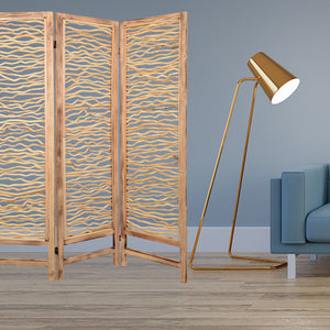 Homeroots 60 X 69 Brown 3 Panel Wood Foldable  Screen  Wood 274730