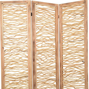 HomeRoots 60 Brown 3-Panel Wood Foldable Screen - Elegant Room Divider, Privacy Solution for Home & Garden 274730
