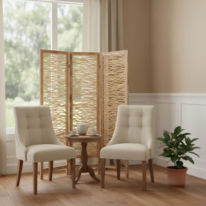HomeRoots 60 Brown 3-Panel Wood Foldable Screen - Elegant Room Divider, Privacy Solution for Home & Garden 274730