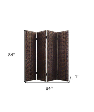 HomeRoots 84 Contemporary Bronze Wood & Fabric Room Screen – Elegant 4-Panel Divider for Stylish Spaces 274732