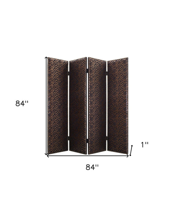 HomeRoots 84 Contemporary Bronze Wood & Fabric Room Screen – Elegant 4-Panel Divider for Stylish Spaces 274732