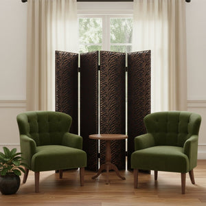 HomeRoots 84 Contemporary Bronze Wood & Fabric Room Screen – Elegant 4-Panel Divider for Stylish Spaces 274732