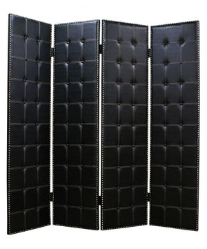 Homeroots 84 X 84 Black Faux Leather  Screen  Faux Leather 274733