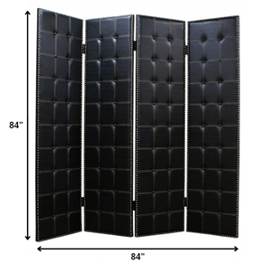 Homeroots 84 X 84 Black Faux Leather  Screen  Faux Leather 274733