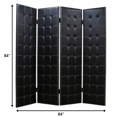 Homeroots 84 X 84 Black Faux Leather  Screen  Faux Leather 274733