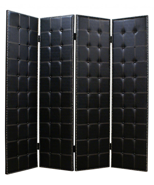 Homeroots 84 X 84 Black Faux Leather  Screen  Faux Leather 274734