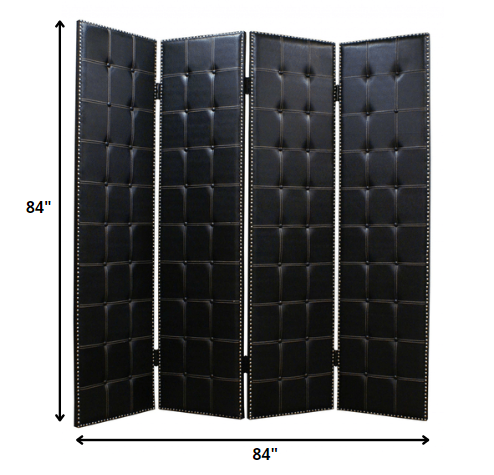 Homeroots 84 X 84 Black Faux Leather  Screen  Faux Leather 274734