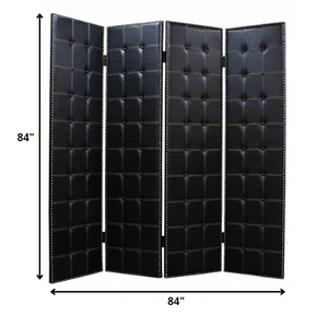 Homeroots 84 X 84 Black Faux Leather  Screen  Faux Leather 274734