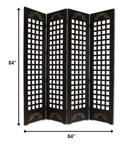 Homeroots 84" X 84" Brown Wood Omega  Screen  Wood 274735
