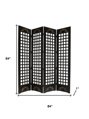 HomeRoots 84" Elegant Brown Wood Omega Folding Room Divider – Stylish Privacy Screen with Asian Design Flair 274735