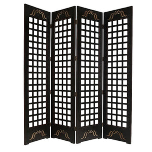 HomeRoots 84" Elegant Brown Wood Omega Folding Room Divider – Stylish Privacy Screen with Asian Design Flair 274735
