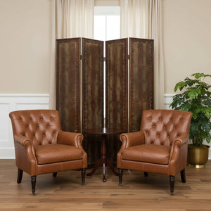 HomeRoots 76" Brown Faux Leather Reptilian Folding Screen - Stylish Room Divider & Decorative Backdrop Option 274739