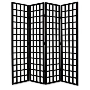Homeroots 96" Elegant Black And White Folding Four Panel Screen Room Divider For Stylish Privacy And Decor   274741