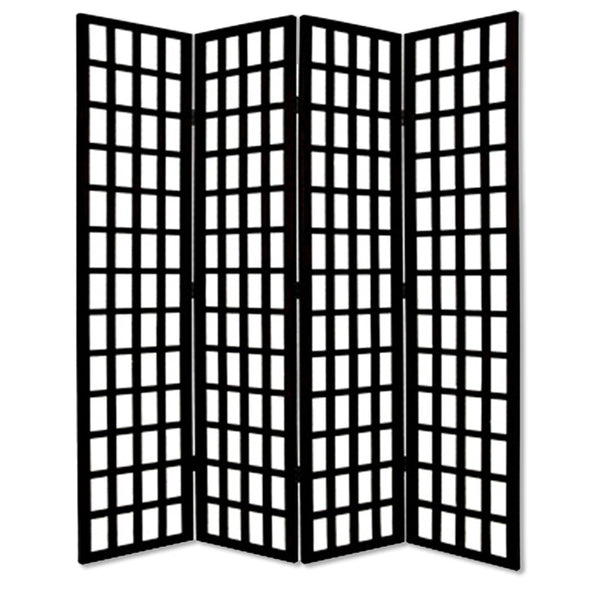 Homeroots 96" Elegant Black And White Folding Four Panel Screen Room Divider For Stylish Privacy And Decor   274741