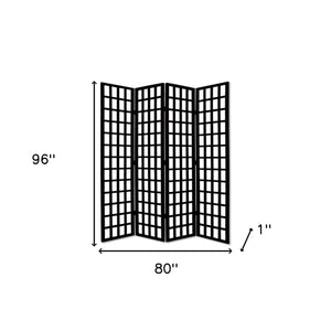 Homeroots 96" Elegant Black And White Folding Four Panel Screen Room Divider For Stylish Privacy And Decor   274741