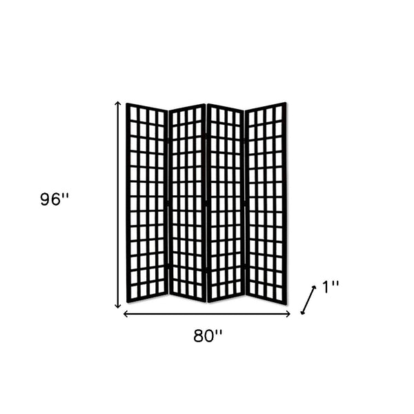 Homeroots 96" Elegant Black And White Folding Four Panel Screen Room Divider For Stylish Privacy And Decor   274741