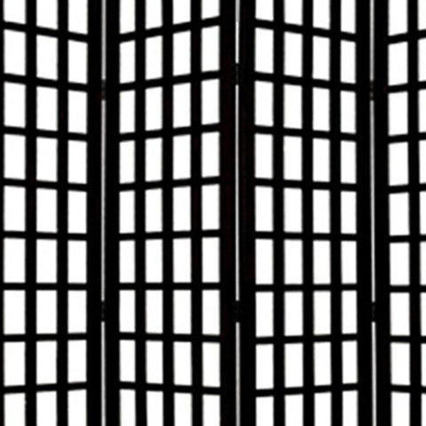 Homeroots 96" Elegant Black And White Folding Four Panel Screen Room Divider For Stylish Privacy And Decor   274741