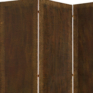 HomeRoots 65" Three-Panel Bronze Wood Forger Screen – Elegant Room Divider with Decorative Accent Design 274743