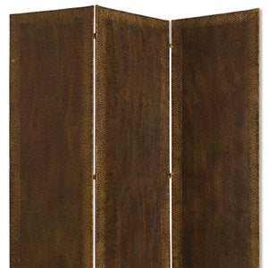 HomeRoots 65" Three-Panel Bronze Wood Forger Screen – Elegant Room Divider with Decorative Accent Design 274743