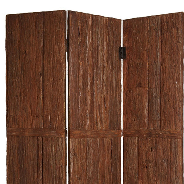 HomeRoots 62" Brown Wood Tahoe Screen - Handcrafted Three-Panel Room Divider for Stylish Privacy & Decor 274745