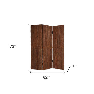 HomeRoots 62" Brown Wood Tahoe Screen - Handcrafted Three-Panel Room Divider for Stylish Privacy & Decor 274745