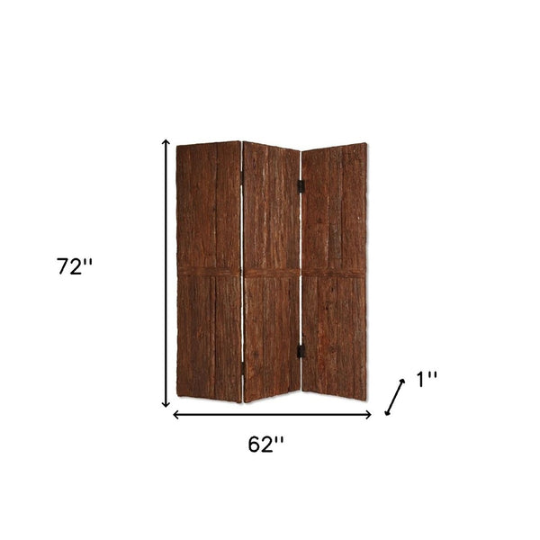 HomeRoots 62" Brown Wood Tahoe Screen - Handcrafted Three-Panel Room Divider for Stylish Privacy & Decor 274745