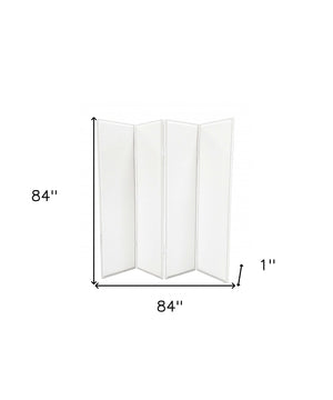 HomeRoots 84 Elegant White Faux Leather Folding Screen – Stylish Room Divider with Nail-Head Accents & Versatility 274747