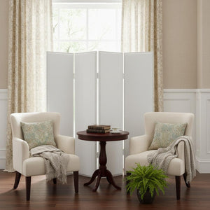 HomeRoots 84 Elegant White Faux Leather Folding Screen – Stylish Room Divider with Nail-Head Accents & Versatility 274747