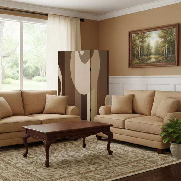 HomeRoots 48" Multi Color Wood Canvas 3 Panel Screen - Versatile Room Divider & Stylish Decorative Accent 274749