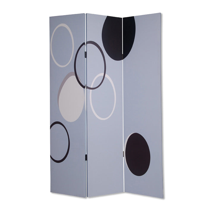 Homeroots 48" X 72" Muti Color Black Metal  3 Panel Screen  Cotton Canvas 274751